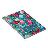 Elegantes Rosa-Blau-Blumenmuster-Design Notizblock (Rechte Seite)