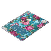 Elegantes Rosa-Blau-Blumenmuster-Design Notizblock (Linke Seite)