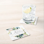 Elegantes Rosa Blau Rose Wasserfarbenes Brautparty Rechteckiger Pappuntersetzer (Vor Ort)