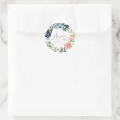 Elegantes Rosa Blau Rose Wasserfarbenes Brautparty Runder Aufkleber (Tasche)