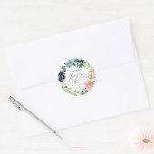 Elegantes Rosa Blau Rose Wasserfarbenes Brautparty Runder Aufkleber (Umschlag)