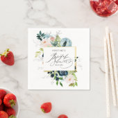 Elegantes Rosa Blau Rose Wasserfarbenes Brautparty Serviette (Beispiel)