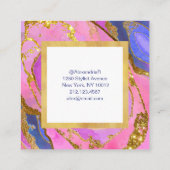 Elegantes Rosa Blau und Gold Geode Quadratische Visitenkarte (Rückseite)