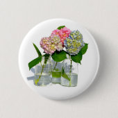 Elegantes rosa blaues grünes Hydrangea Button (Vorderseite)