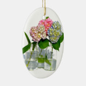 Elegantes rosa blaues grünes Hydrangea Keramikornament (Rechts)