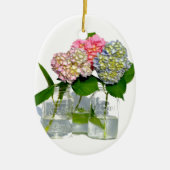 Elegantes rosa blaues grünes Hydrangea Keramikornament (Vorne)