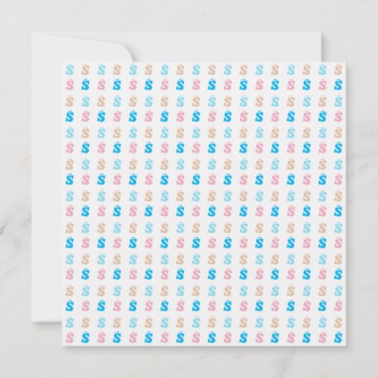 Elegantes rosa blaues Mit Monogramm Zeichensymbol Einladung (Rückseite)