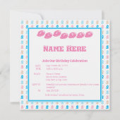 Elegantes rosa blaues Mit Monogramm Zeichensymbol Einladung (Vorderseite)