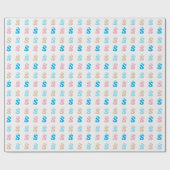 Elegantes rosa blaues Mit Monogramm Zeichensymbol Geschenkpapier (Flach)