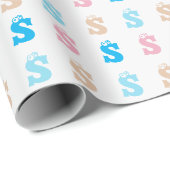 Elegantes rosa blaues Mit Monogramm Zeichensymbol Geschenkpapier (Rolleneckpunkt)