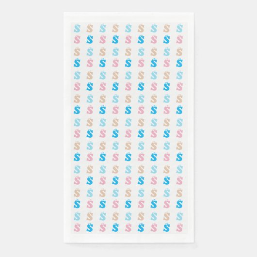 Elegantes rosa blaues Mit Monogramm Zeichensymbol Serviette (Vorderseite)