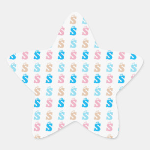 Elegantes rosa blaues Mit Monogramm Zeichensymbol Stern-Aufkleber