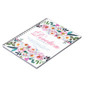 Elegantes Rosa Blue Floral Named Devotion Journal Notizblock (Linke Seite)
