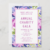 Elegantes Rosa Blue Floral Wohltätigkeit Event Gal Einladung (Vorderseite)