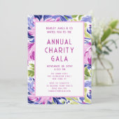Elegantes Rosa Blue Floral Wohltätigkeit Event Gal Einladung (Stehend Vorderseite)