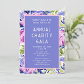 Elegantes Rosa Blue Floral Wohltätigkeit Event Gal Einladung (Stehend Vorderseite)
