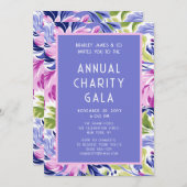 Elegantes Rosa Blue Floral Wohltätigkeit Event Gal Einladung (Vorne/Hinten)