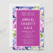 Elegantes Rosa Blue Floral Wohltätigkeit Event Gal Einladung (Vorderseite)
