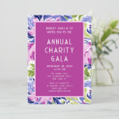 Elegantes Rosa Blue Floral Wohltätigkeit Event Gal Einladung (Stehend Vorderseite)
