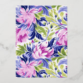 Elegantes Rosa Blue Floral Wohltätigkeit Event Gal Folieneinladung (Rückseite)