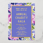 Elegantes Rosa Blue Floral Wohltätigkeit Event Gal Folieneinladung (Vorderseite)
