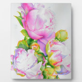 Elegantes rosa, blühendes Aquarellbild Fotoplatte (Vorderseite)