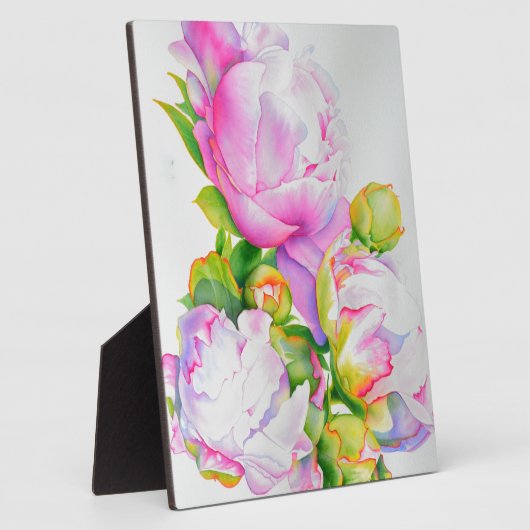 Elegantes rosa, blühendes Aquarellbild Fotoplatte (Seite)