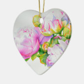 Elegantes rosa, blühendes Aquarellbild Keramik Ornament (Links)