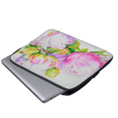 Elegantes rosa, blühendes Aquarellbild Laptopschutzhülle (Vorne Knopf)