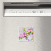 Elegantes rosa, blühendes Aquarellbild Magnet (In Situ (Geschirrspüler))