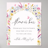 Elegantes Rosa Blume Bar Sign Poster (Vorne)