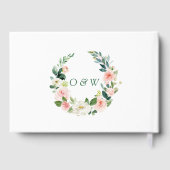 Elegantes Rosa Blume Blumenmuster Brautparty Gästebuch (Rückseite)