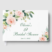 Elegantes Rosa Blume Blumenmuster Brautparty Gästebuch (Vorderseite)