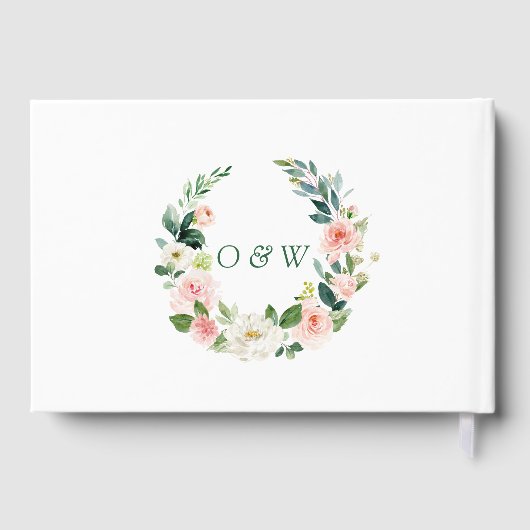 Elegantes Rosa Blume Blumenmuster Brautparty Gästebuch (Rückseite)