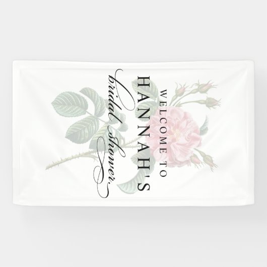 Elegantes rosa Blume Brautparty Banner (Horizontal)