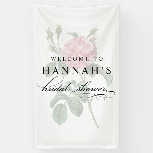 Elegantes rosa Blume Brautparty Banner (Vertikal)