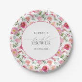 Elegantes rosa Blume Brautparty Pappteller (Vorderseite)