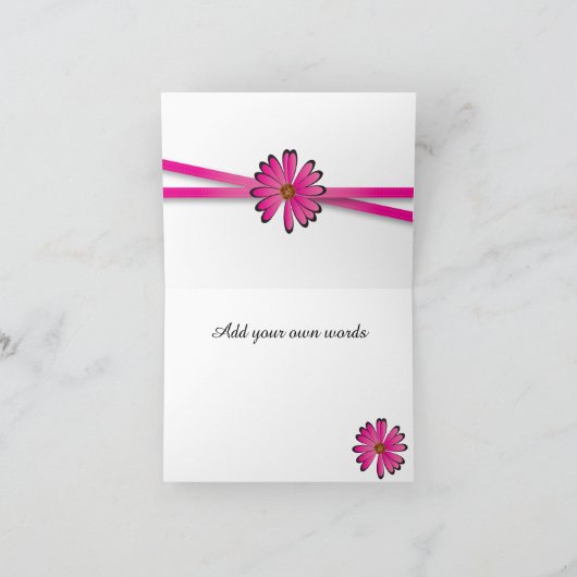 Elegantes rosa Blume Design Dankeskarte (Innenseite)