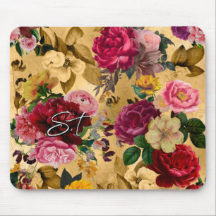 Elegantes rosa Blume, gelb Mousepad