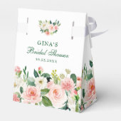 Elegantes Rosa Blume Grünes Brautparty Geschenkschachtel (Rückseite)
