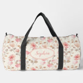 Elegantes rosa Blume Muster Duffle Bag (Vorderseite)