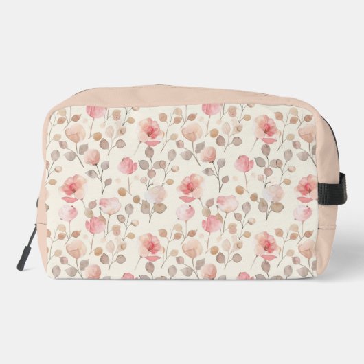 Elegantes rosa Blume Muster Waschbeutel (Rückseite)