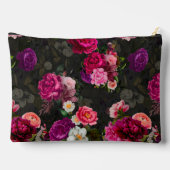 Elegantes rosa Blume schwarzes Monogramm Zubehörtasche (Rückseite)