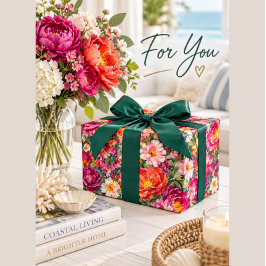 Elegantes rosa Blumen-Geschirrverpackungspapier Geschenkpapier