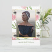 Elegantes rosa Blumen in liebevollem Dankeskarte (Stehend Vorderseite)