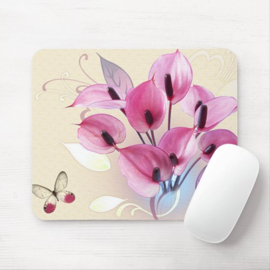 elegantes rosa Blumen Mousepad (Mit Mouse)