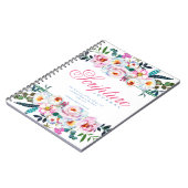 Elegantes rosa Blumenblatt mit Namen der Schrift Notizblock (Linke Seite)
