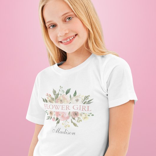 Elegantes Rosa Blumenblume Mädchen Kinder T-Shirt