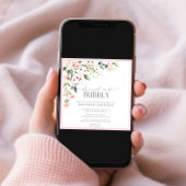 Elegantes rosa Blumenbrunch & Bubbly Brautparty Einladung