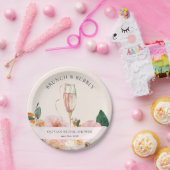 Elegantes rosa Blumenbrunch & Bubbly Brautparty Pappteller (Party)